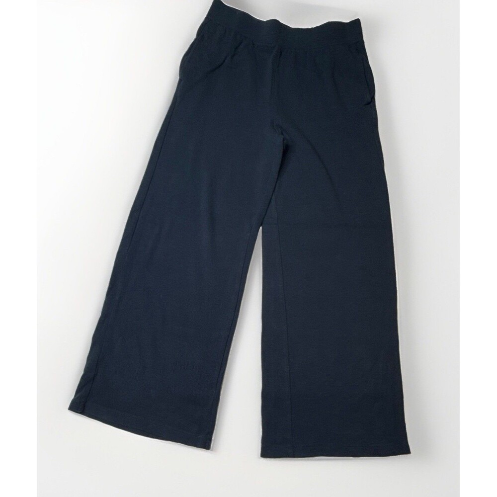 True Classic Women's Waffle Wide Leg Stretch Pants Navy Solid Size M